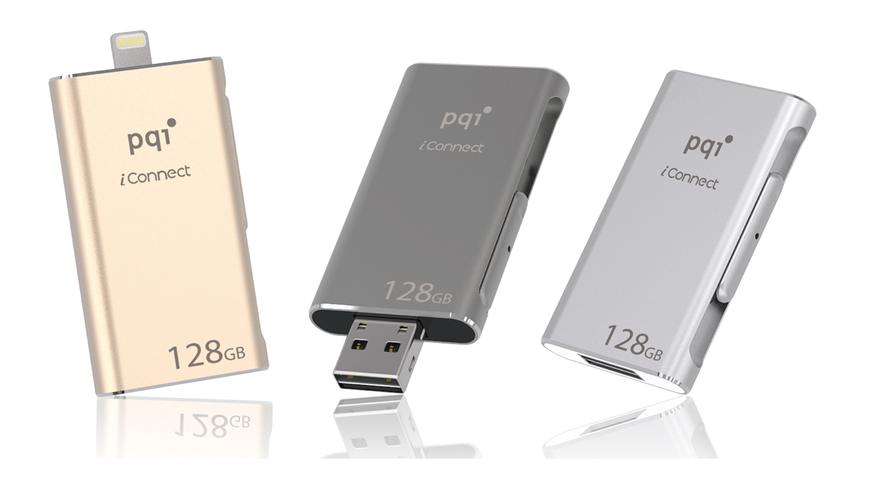 「PQI iConnect」。Lightningコネクタと、標準USB Aコネクタを搭載