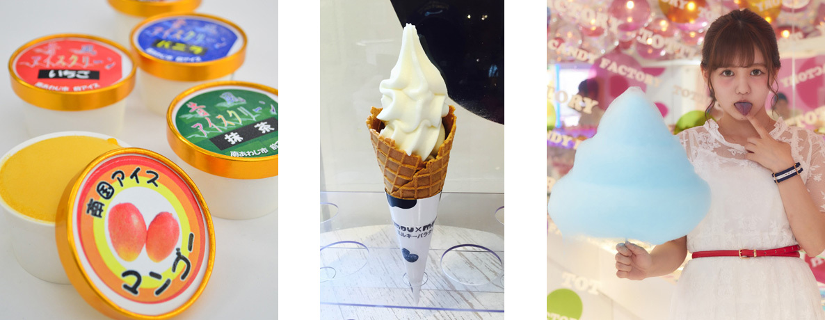 アイスクリン、綿菓子、ソフトクリーム、ドーナツなど多彩なスイーツが出店する「スイーツEXPO」も同時開催