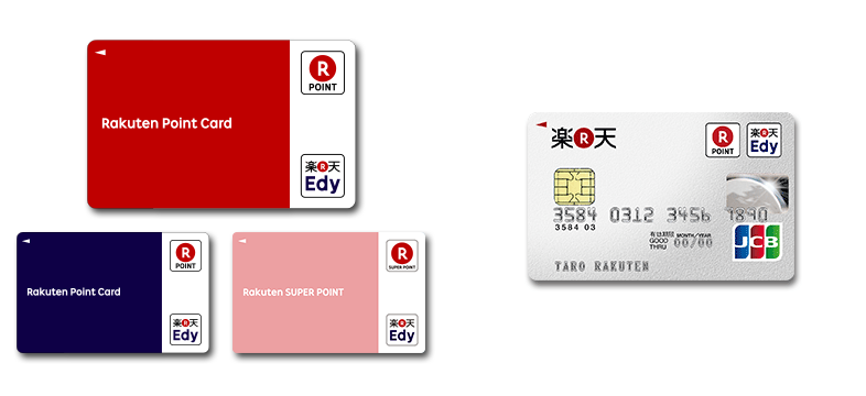 左：Edy-楽天ポイントカード、右：Edy機能付き楽天カード（クレジットカード）