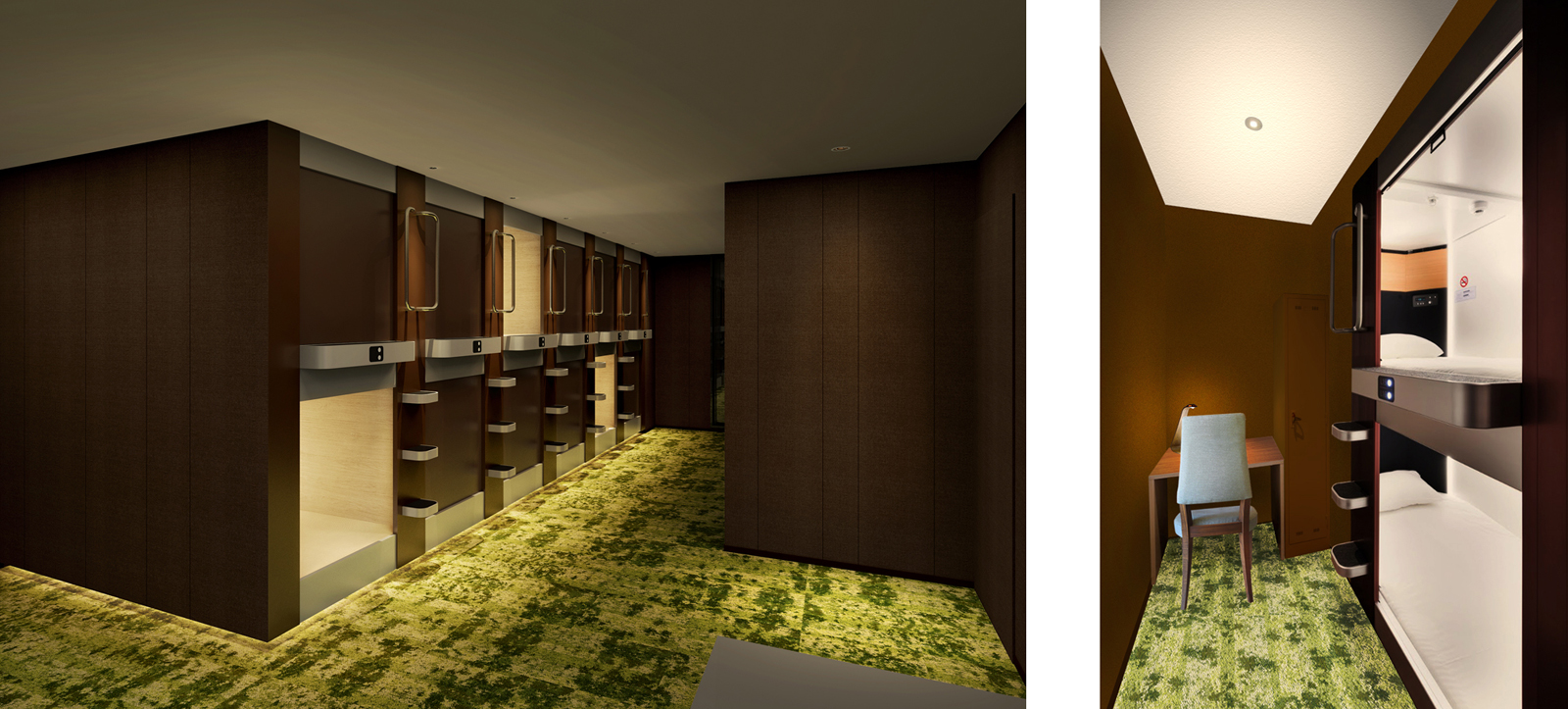 パーソナルスペース「カプセルベッド」は、東京西川と共同開発したオリジナルマットレスを全室に採用