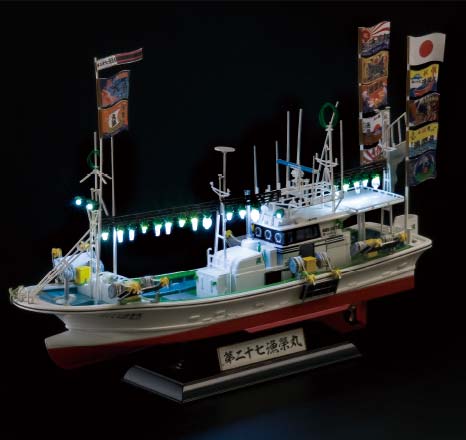アオシマ イカ釣り漁船完成品 レア ジオラマ付き