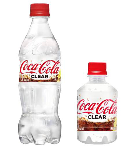 「コカ･コーラ クリア」500ml PETは140円、280ml PETは115円（税別）。280ml入りは、自販機専用商品