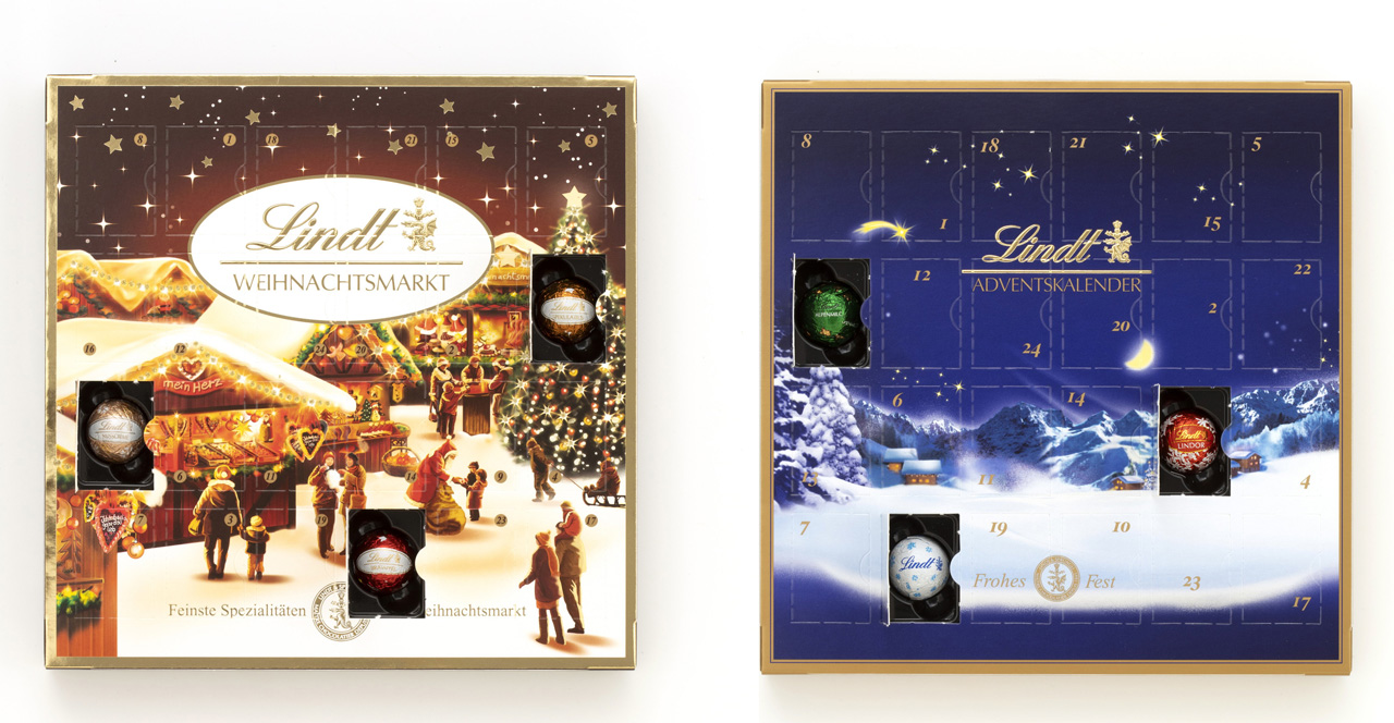 左「クリスマスマーケット アドベントカレンダー（115g）」／右「クリスマスマジック アドベントカレンダー（115g）」各1,980円（税込）