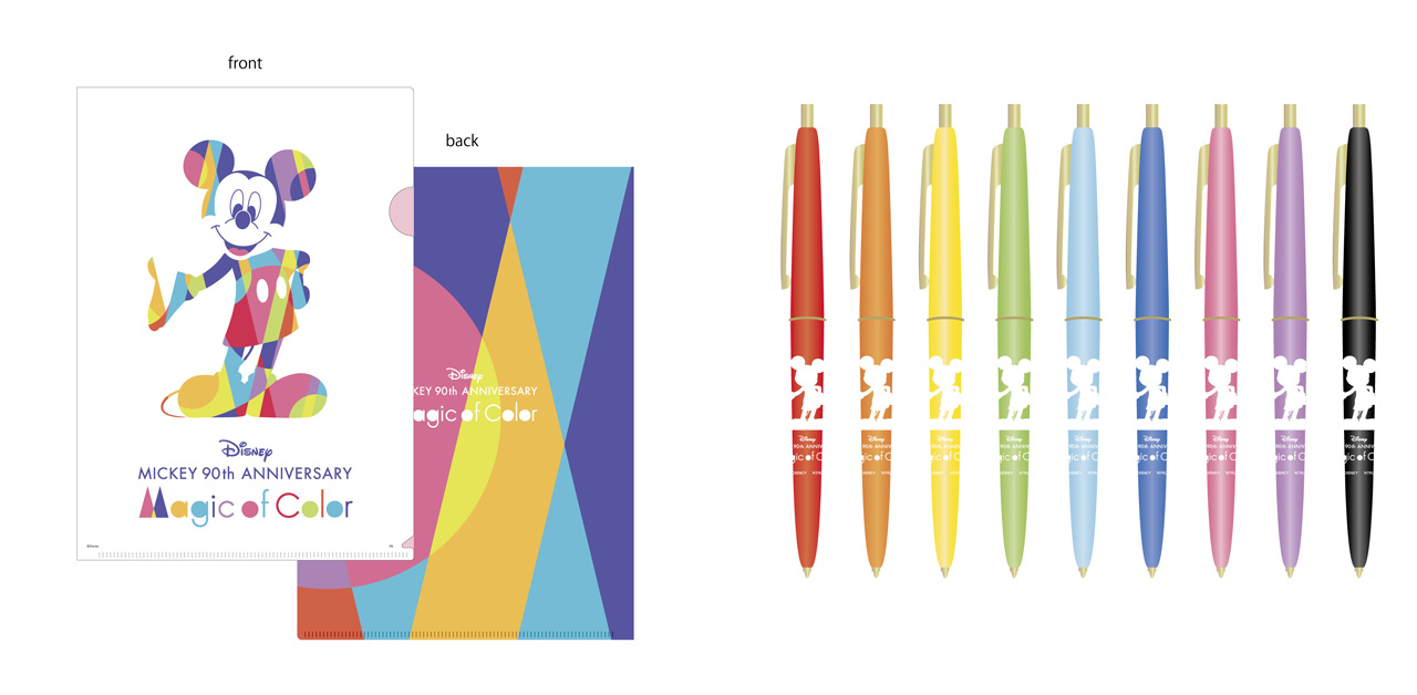 左：A4クリアファイル　378円（税込）<br />右：BIGボールペン全9色　各378円（税込）