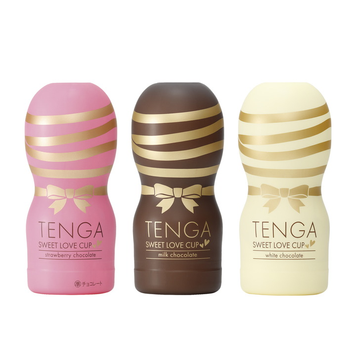 左から「TENGA SWEET LOVE CUP Strawberry」、「TENGA SWEET LOVE CUP milk」、「TENGA SWEET LOVE CUP white」