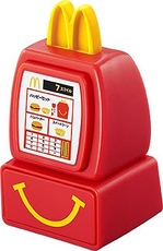 【キャッシュレジスター】マクドナルドのレジのおもちゃ。レジのボタンを押すと、ドロワーが開き、付属のおもちゃのお札をしまうことができます。