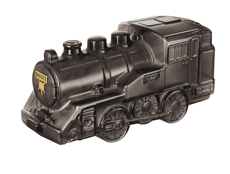 【C12 蒸気機関車 水でっぽう】プラレールのC12 蒸気機関車がモチーフの水でっぽうのおもちゃです。中に水を入れて、車両をぎゅっと握ると、車両前方部分の上と左右の3カ所から水が出ます