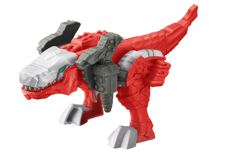 【騎士竜ティラミーゴ】リュウソウレッドの相棒の騎士竜「ティラミーゴ」のおもちゃです。完成後は、頭、足、尻尾を上下に動かすことができます