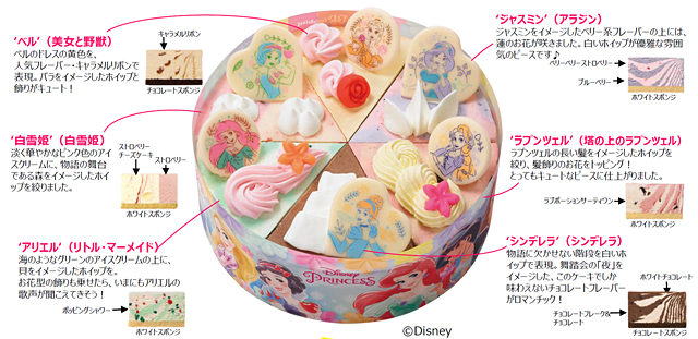 サーティワンに ディズニープリンセスが大集合 アイスクリームケーキ ディズニープリンセス パレット6 発売 作品世界をイメージした6つのピース ネタとぴ