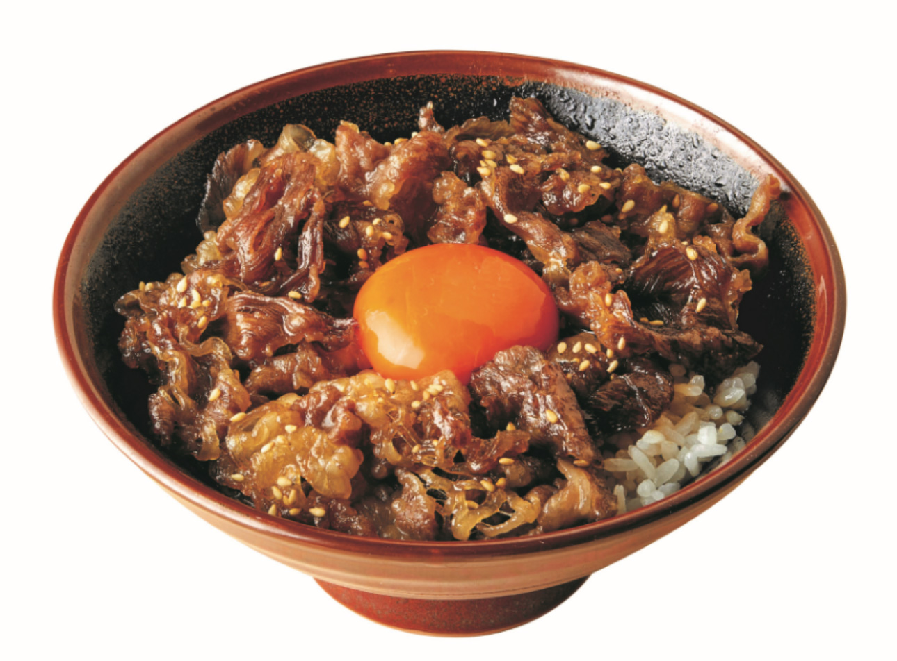 「神戸牛すき焼き丼」(並)590円（税込）※持ち帰りの場合、玉子は半熟玉子になります。