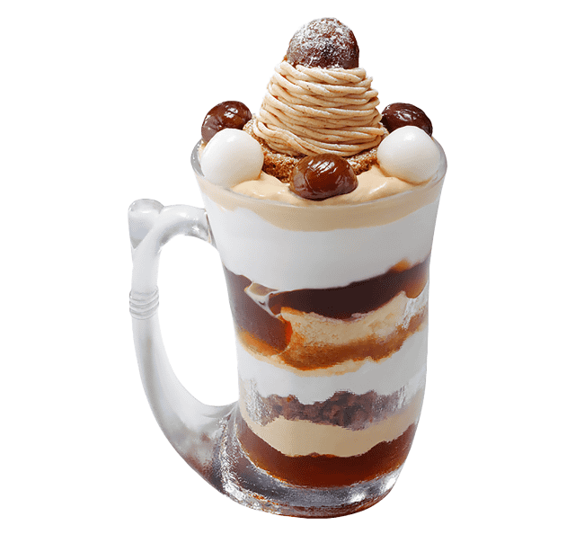 パフェの上に特製モンブランケーキをのせた びっくりドンキーが 秋の新作マロンデザート 4種を本日25日 水 から期間限定販売 ネタとぴ