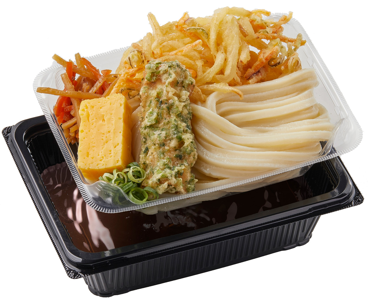 「敦盛 かけうどん弁当～2種の天ぷらと定番おかず～」390円（税込）