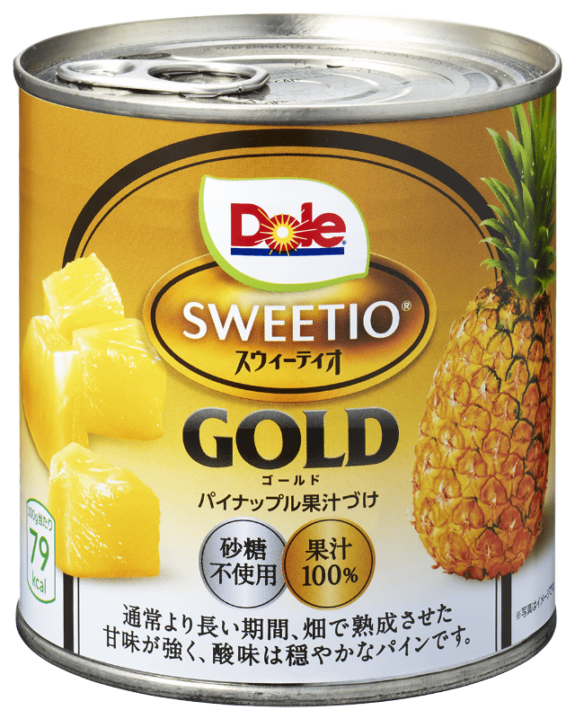 「スウィーティオパイナップル ゴールド缶」1H缶(内容総量：425g、固形量：252g) 税込248円