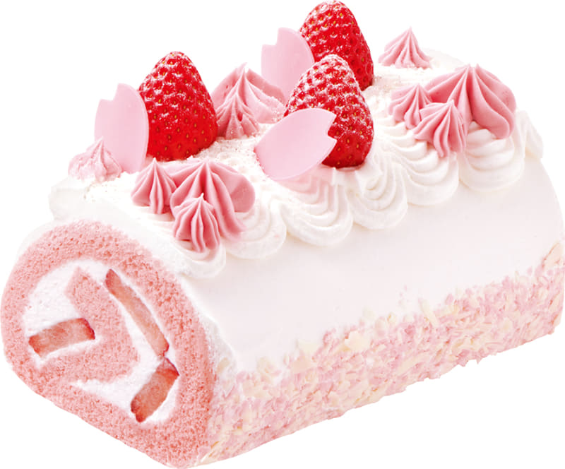 「ひなまつり桜舞う苺のロールケーキ」2,400円(税込)、長さ約14mm