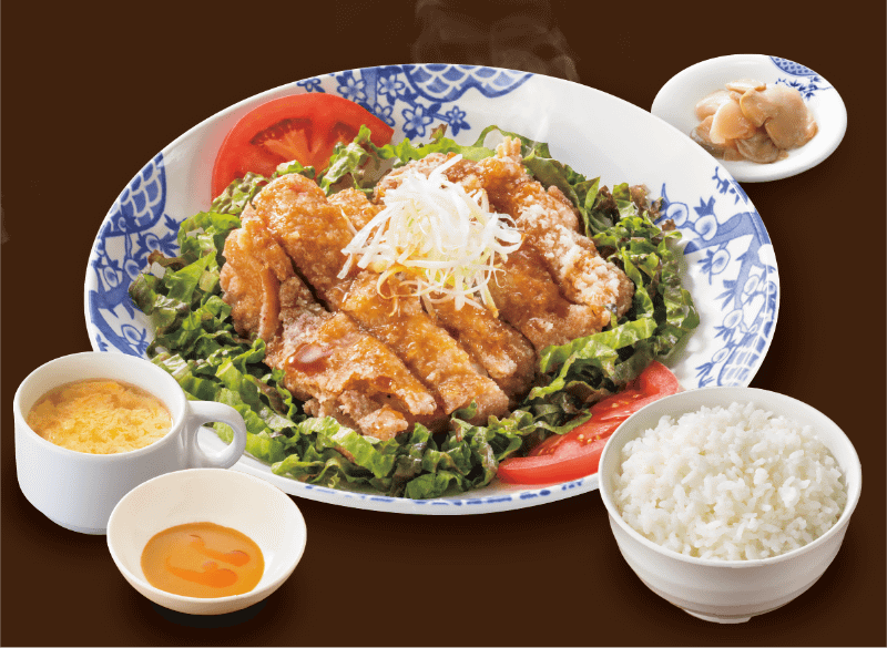 「油淋鶏[味変!!胡麻ソース付き]定食」989円(税込)