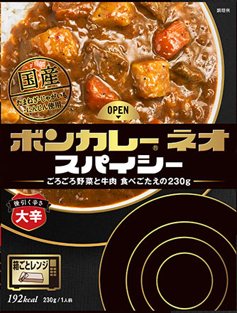 「ボンカレーネオ スパイシー 後引く辛さ 大辛」295円(税込)内容量230g 192kcal