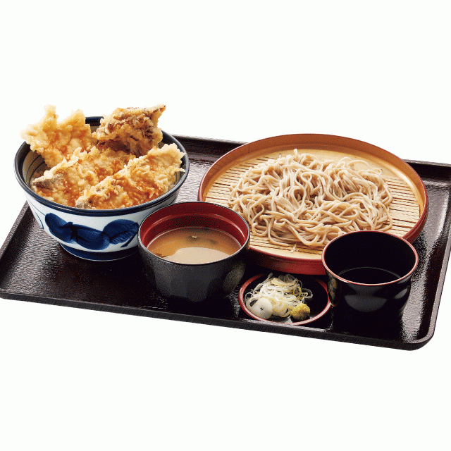 「関ぶりと鶏の天丼 小そば(小うどん)セット」1,170円(税込)