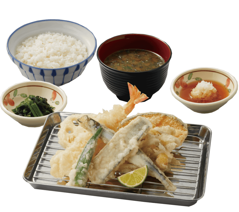 「太刀魚と子持ちししゃもの天ぷら定食」900円(税込)