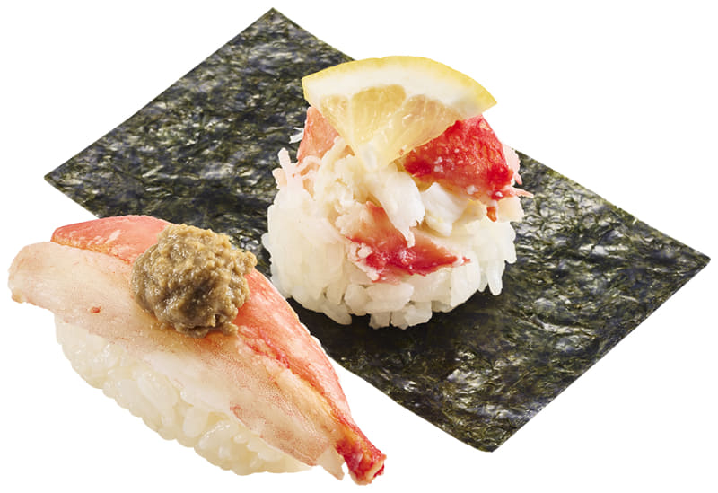 「タラバ蟹と本ずわい蟹食べ比べ」480/490/520円(税込)