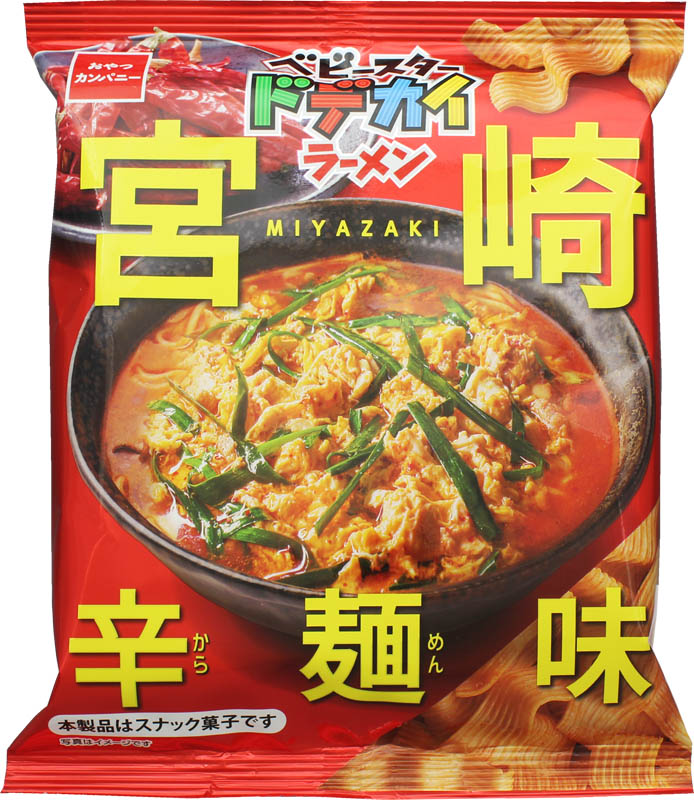 「ベビースタードデカイラーメン(宮崎辛麺味)」店頭想定価格152円前後(税込)、内容量62g 312kcal