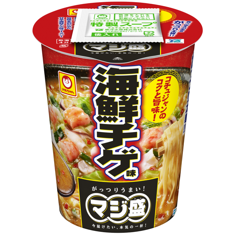 「マルちゃん マジ盛 海鮮チゲ味」271円(税別)内容量107g(めん80g)456kcal