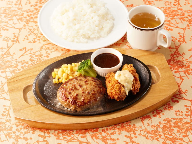 「ハンバーグ＆牡蠣フライランチ」869円(税込)