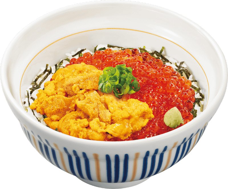 「天然うにいくら増し増し丼～たっぷりいくら～」ごはん小盛1,650円(税込)460kcal、並盛1,690円(税込)595kcal、特盛2,590円(税込)915kcal