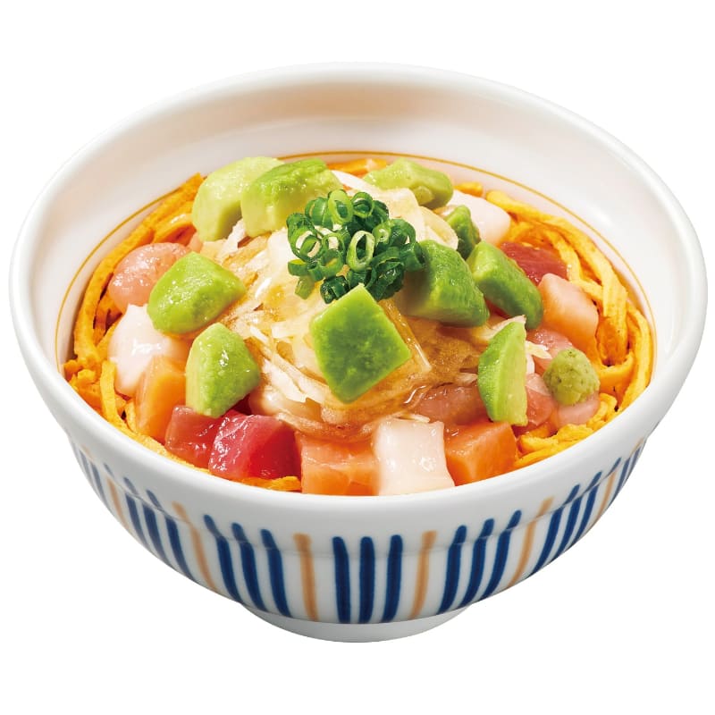 「海鮮アボカド丼」並盛790円(税込)609kcal、ごはん大盛860円(税込)727kcal、特盛1,280円(税込)830kcal