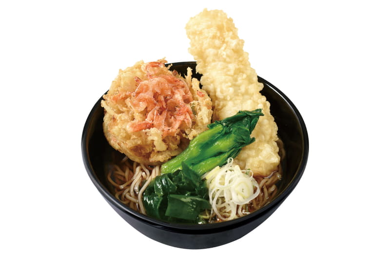 「桜海老のミニかき揚げ天といか天～菜の花添え～(そば・うどん)」670円(税込)