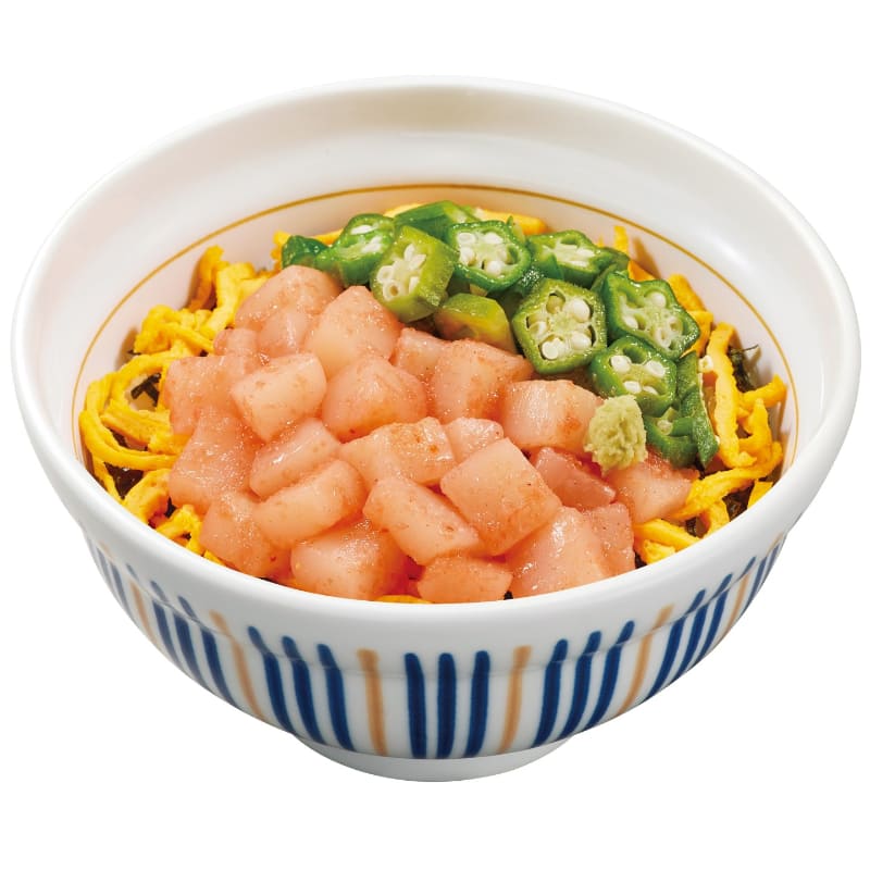 「いか明太丼」ごはん小盛550円(税込)388kcal、並盛590円(税込)522kcal、特盛1,080円(税込)708kcal