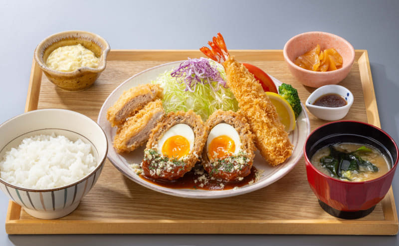 「贅沢ミックスフライ」定食1,750円(税込)1,390kcal、単品1,660円(税込)1,059kcal