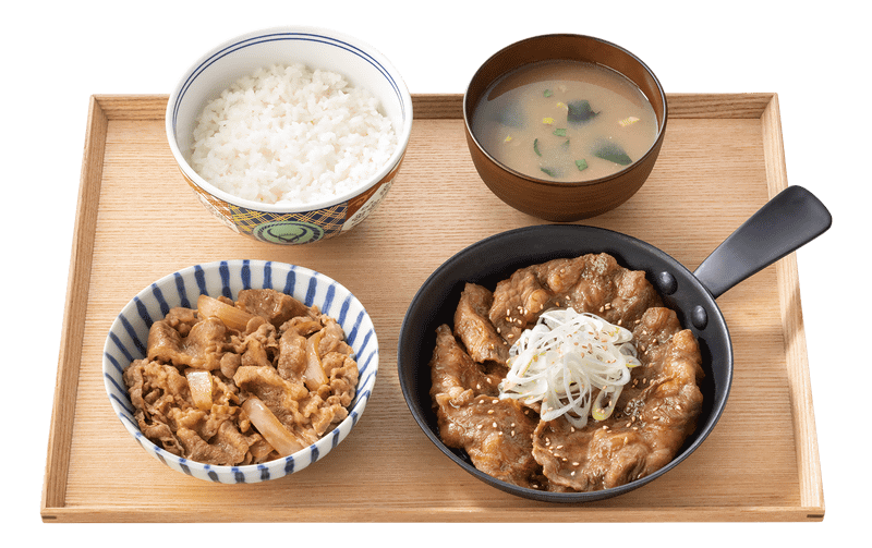 W定食(牛皿・牛カルビ定食)