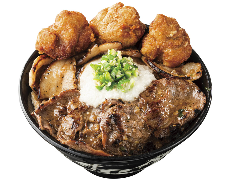 「ぶっかけ牛タン豚トロ丼 唐揚げ合盛り」1,690円(税込)