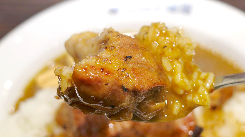 「ホロ肉ドカンとガーリック＆ペッパーカレー」は、具とカレールー全部盛りでほおばるのが正解と実感しながらFINISH！