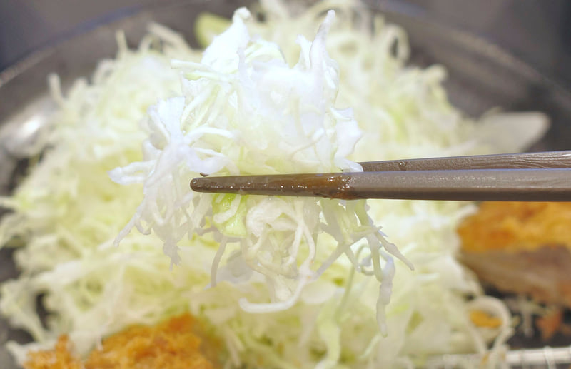 水気多めな千切りキャベツはオイリーな揚げ物との相性抜群！