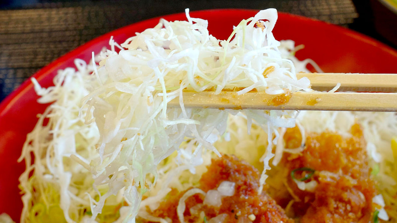 千切りキャベツは揚げ物の箸休めにピッタリ！
