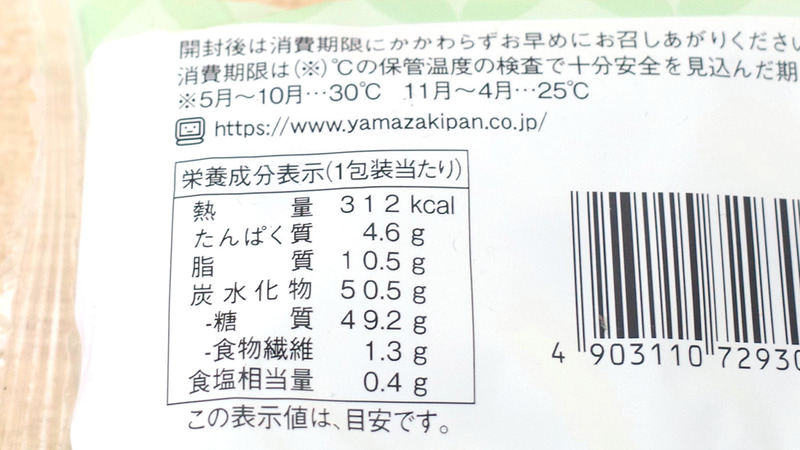 パッケージ裏の成分表示