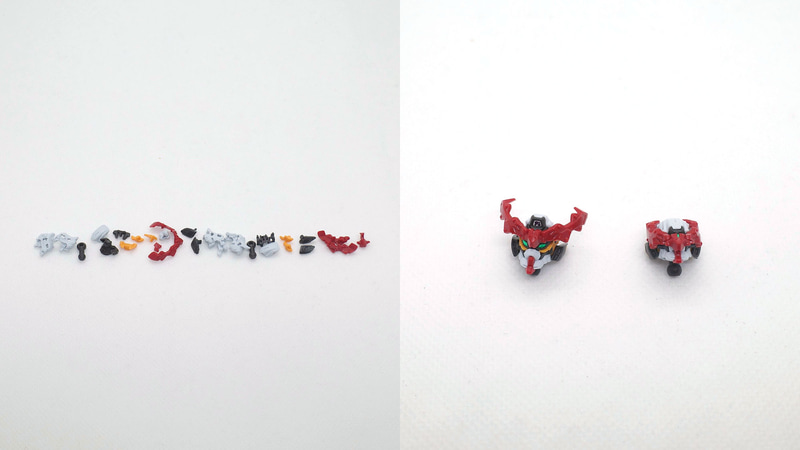 頭部アンテナ展開状態(オメガサイコミュ起動状態)の頭部はAランナー1、2、5、Bランナー39、40、41、43、44、Dランナー3、4、5、6、Fランナー1、2、シール1、2、3、4、5、6を使用。頭部アンテナ非展開状態(オメガサイコミュ未起動状態)の頭部はAランナー1、2、Bランナー39、42、43、44、Dランナー4、7、8、Fランナー3、4、5、シール3、4、6を使用