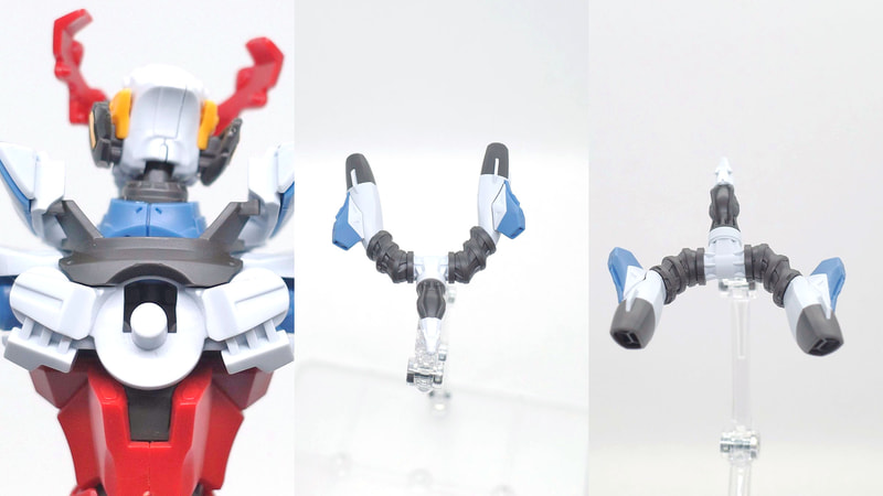 「HG 1/144 GQuuuuuuX」のバックパックに所定のパーツをプラスすることでコアブースターとして展示も可能