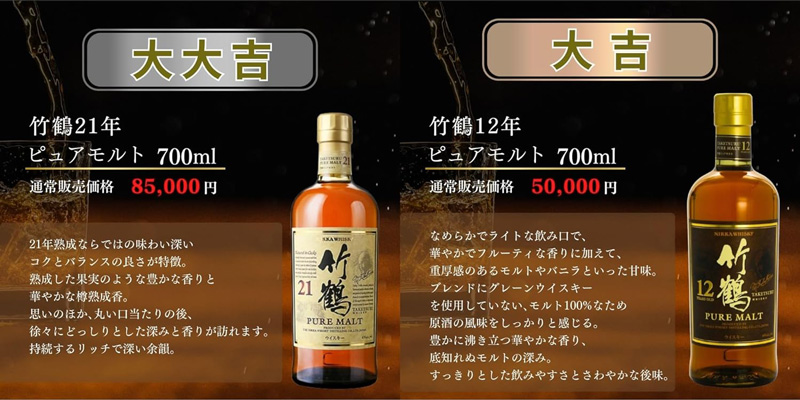 「第1弾 レジェンドウイスキーみくじ」税込7,980円 (Amazon.co.jpより)	https://www.amazon.co.jp/exec/obidos/ASIN/B0DV5K5HC6/impresswatch-34-22/ref=nosim