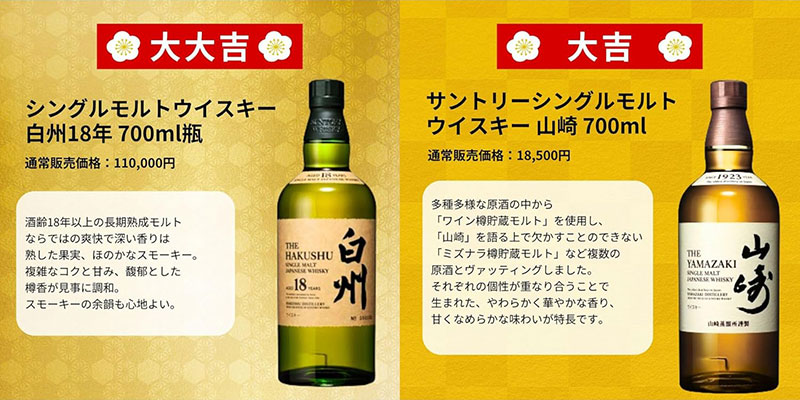 「第1弾 戦国 ウイスキーみくじ」税込4,980円 (Amazon.co.jpより)	https://www.amazon.co.jp/exec/obidos/ASIN/B0FH326JM3/impresswatch-34-22/ref=nosim