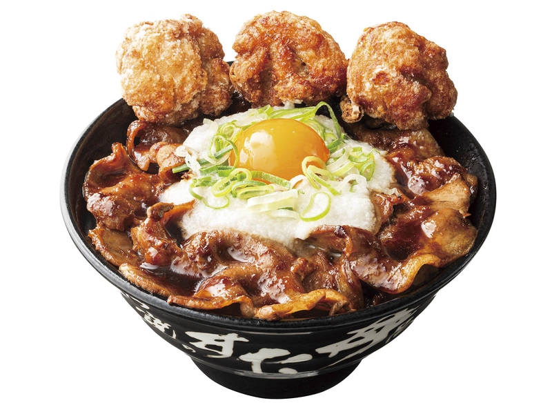 「月見とろろ北海道すた丼 豚肩ロース 唐揚げ合盛り」1,590円(税込)