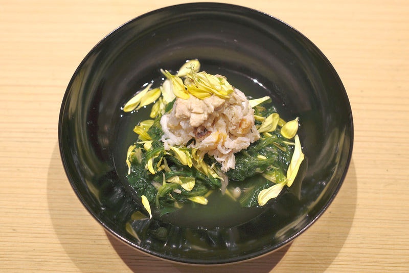 「菊花、法蓮草、榎茸お浸し」はメチャフォトジェニック!