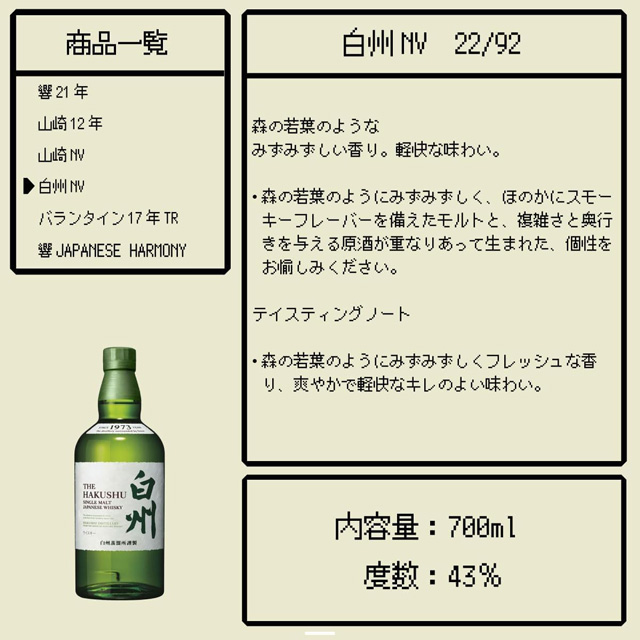 「白州NV」の当選確率とテイスティングノート