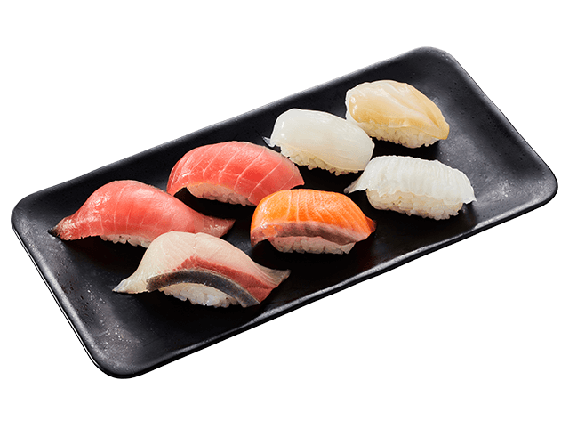 「先ずコレ！かっぱの定番オススメにぎり7貫」 664円～(税込730円～)