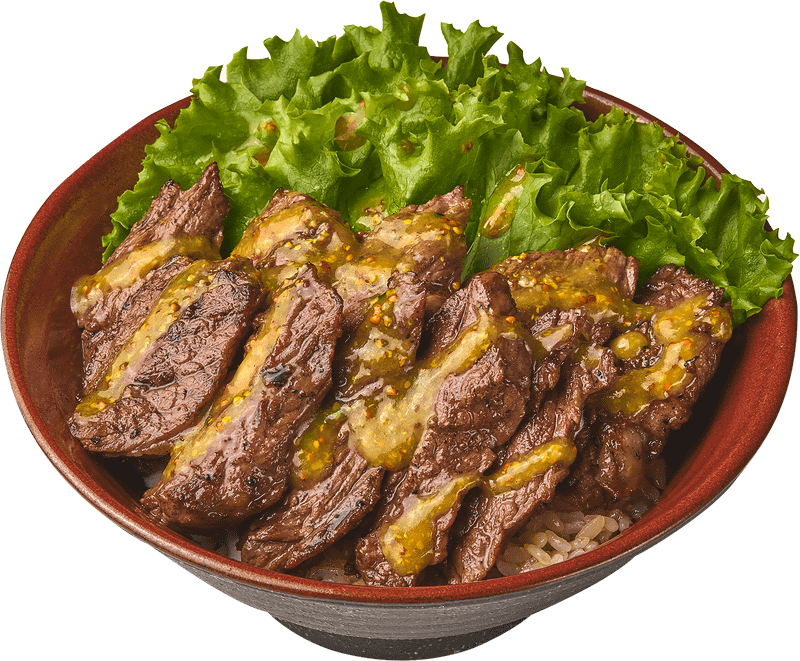 国産牛ステーキ丼 ハニーマスタードソース　※写真は1.5人前です。