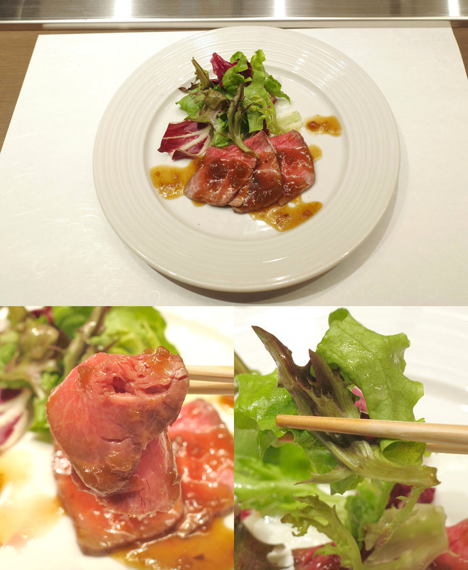 「A5黒毛和牛のローストビーフ」は、あともう少し欲しいと思えるほどの美味しさに感動!