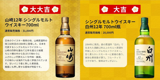 「山崎12年」「白州12年」の通常価格とテイスティングノート
