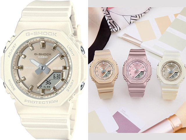 HINATA着用「G-SHOCK GMA-P2100ST-7AJF(限定カラー ホワイト)」税込18,810円 (Amazon.co.jpより)	https://www.amazon.co.jp/exec/obidos/ASIN/B0D9Y37MNZ/impresswatch-34-22/ref=nosim