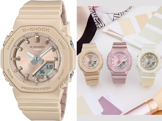 CHISA着用「G-SHOCK GMA-P2100ST-9AJF(限定カラー ベージュ)」税込18,810円 (Amazon.co.jpより)	https://www.amazon.co.jp/exec/obidos/ASIN/B0D9Y31SVV/impresswatch-34-22/ref=nosim